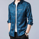 Camisa Masculina de Seda Manga Longa Xadrez Soul
